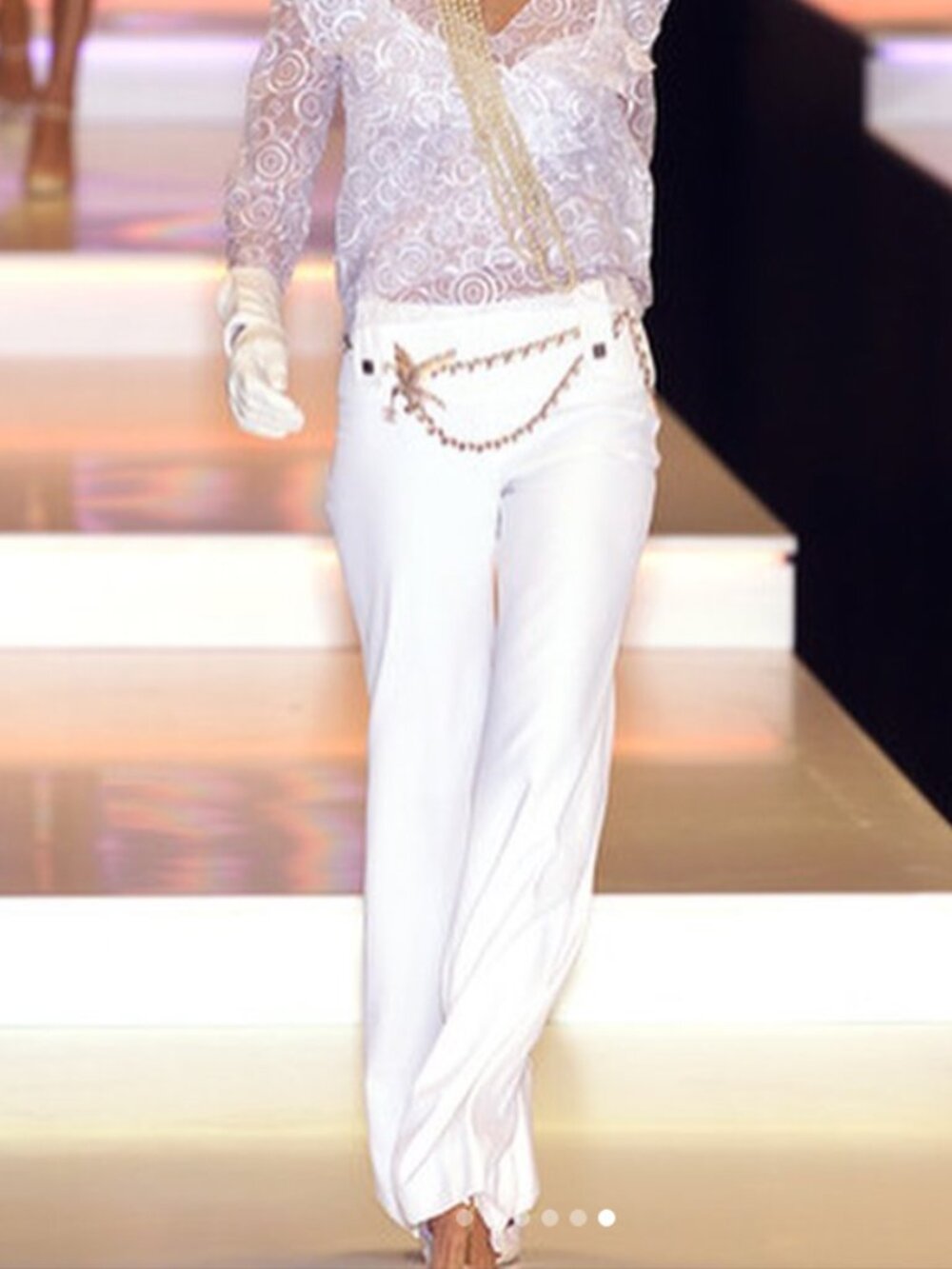 CHANEL 2001P White High Waist Wide Leg Pant size FR 36/4